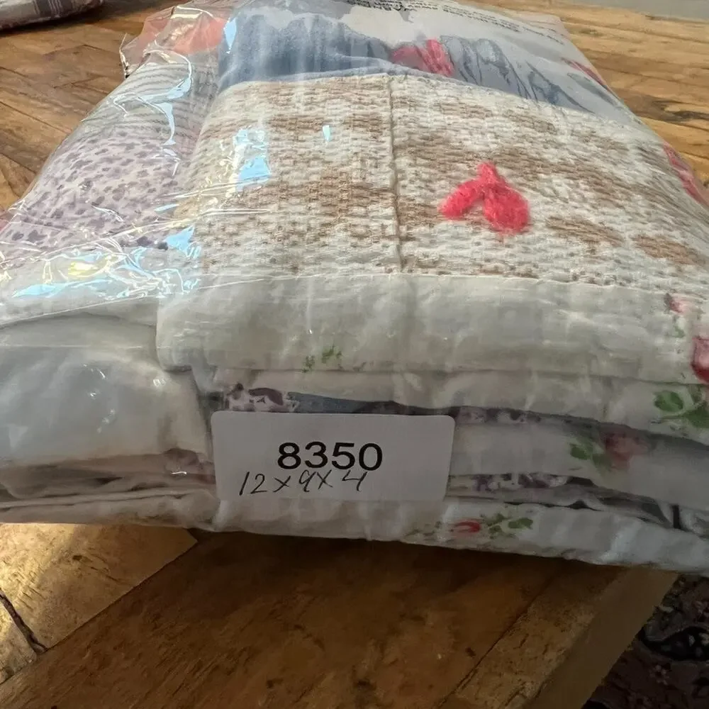Vintage Patchwork Blanket Floral Reversible Handmade 62.5